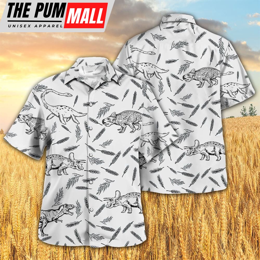 Farm Hawaiian Shirt, Dinosaur Pattern All Printed 3D Hawaiian Shirt For Men And Women, Animal Hawaiian Shirt