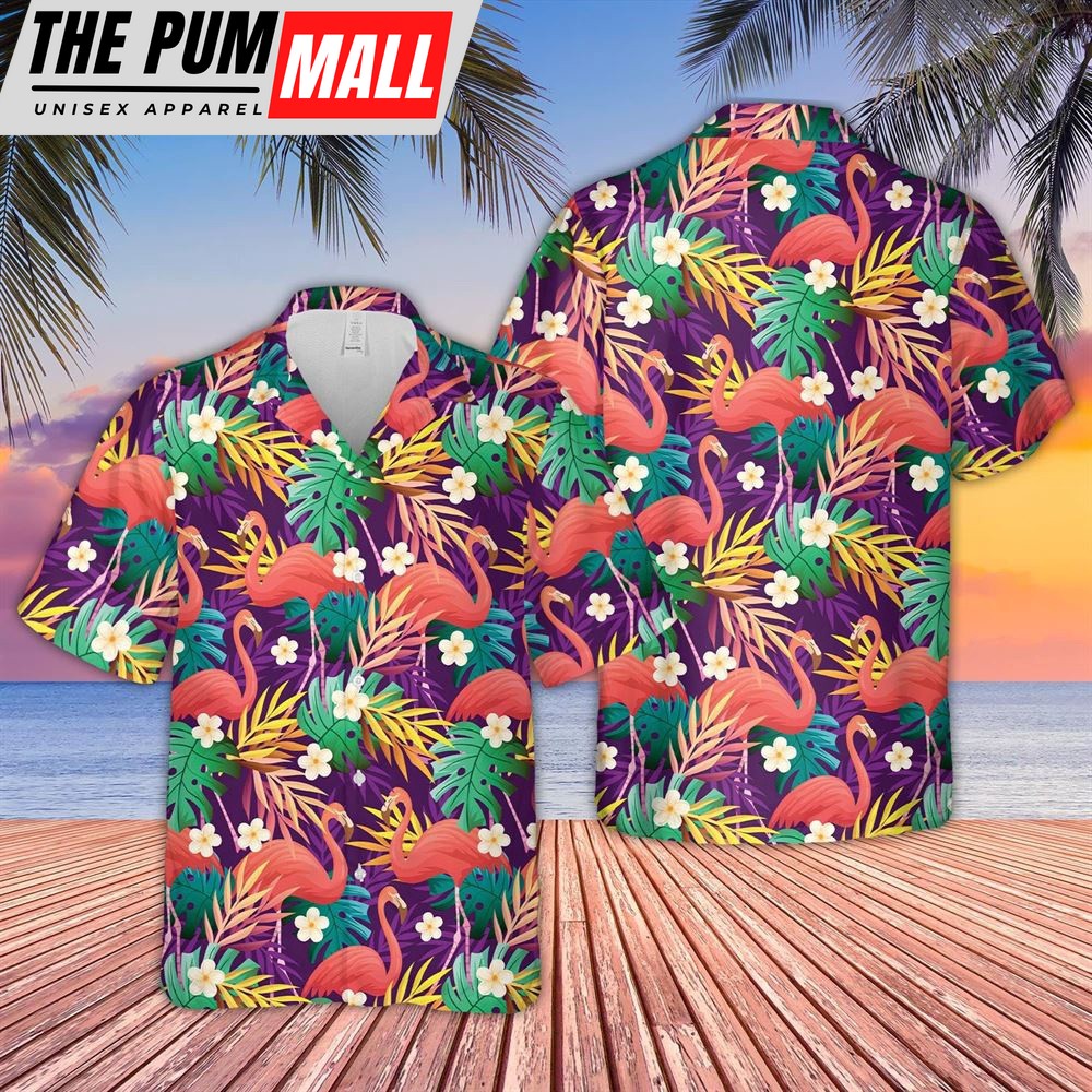 Farm Hawaiian Shirt, Flamingo Pattern D10 Hawaiian Shirt, Animal Hawaiian Shirt
