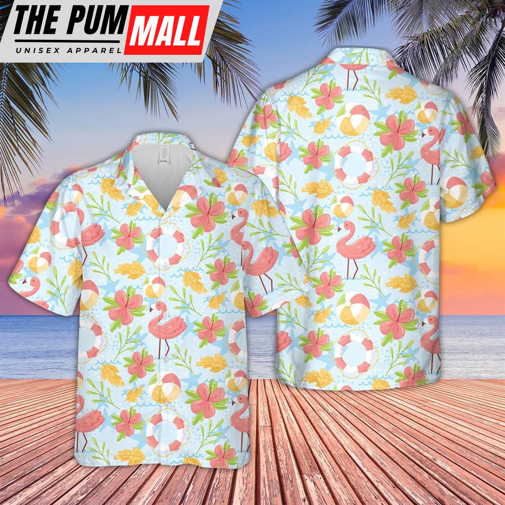 Farm Hawaiian Shirt, Flamingo Pattern D12 Hawaiian Shirt, Animal Hawaiian Shirt