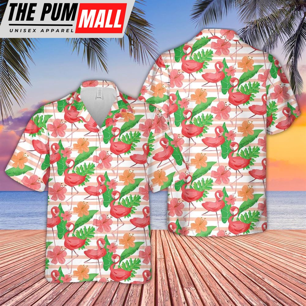 Farm Hawaiian Shirt, Flamingo Pattern Hawaiian Shirt, Animal Hawaiian Shirt