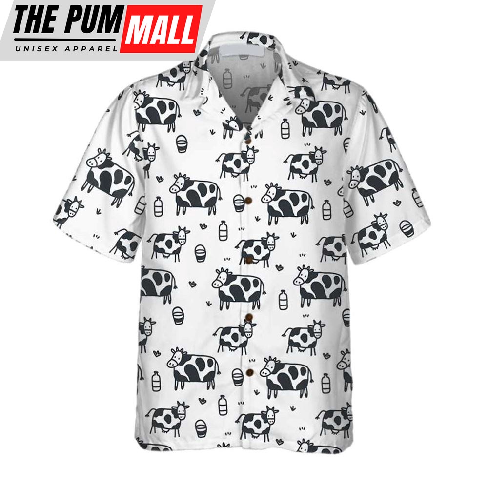 Farm Hawaiian Shirt, Funny Cow Pattern All Printed 3D Hawaiian Shirt, Animal Hawaiian Shirt