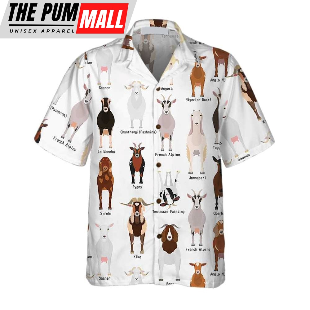 Farm Hawaiian Shirt, Goat Breeds All Printed 3D Hawaiian Shirt, Animal Hawaiian Shirt