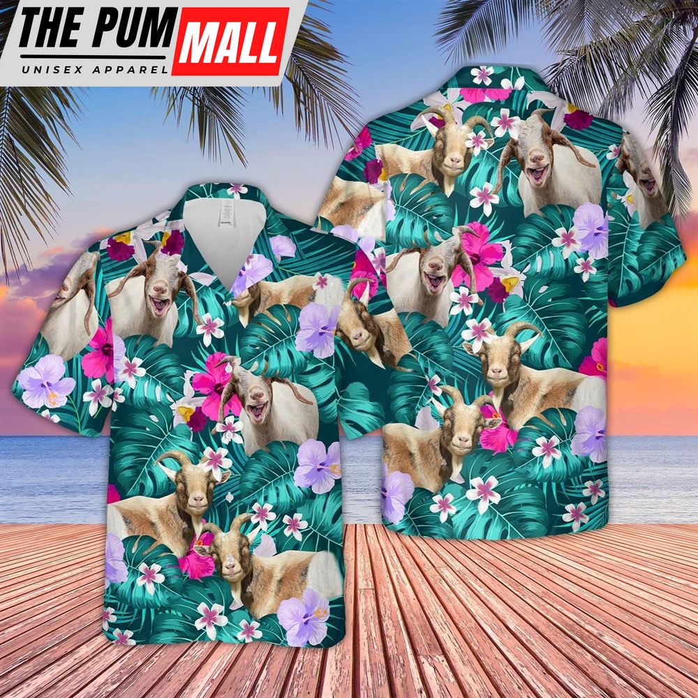 Farm Hawaiian Shirt, Goat Tropical Style 3D Hawaiian Shirt, Animal Hawaiian Shirt