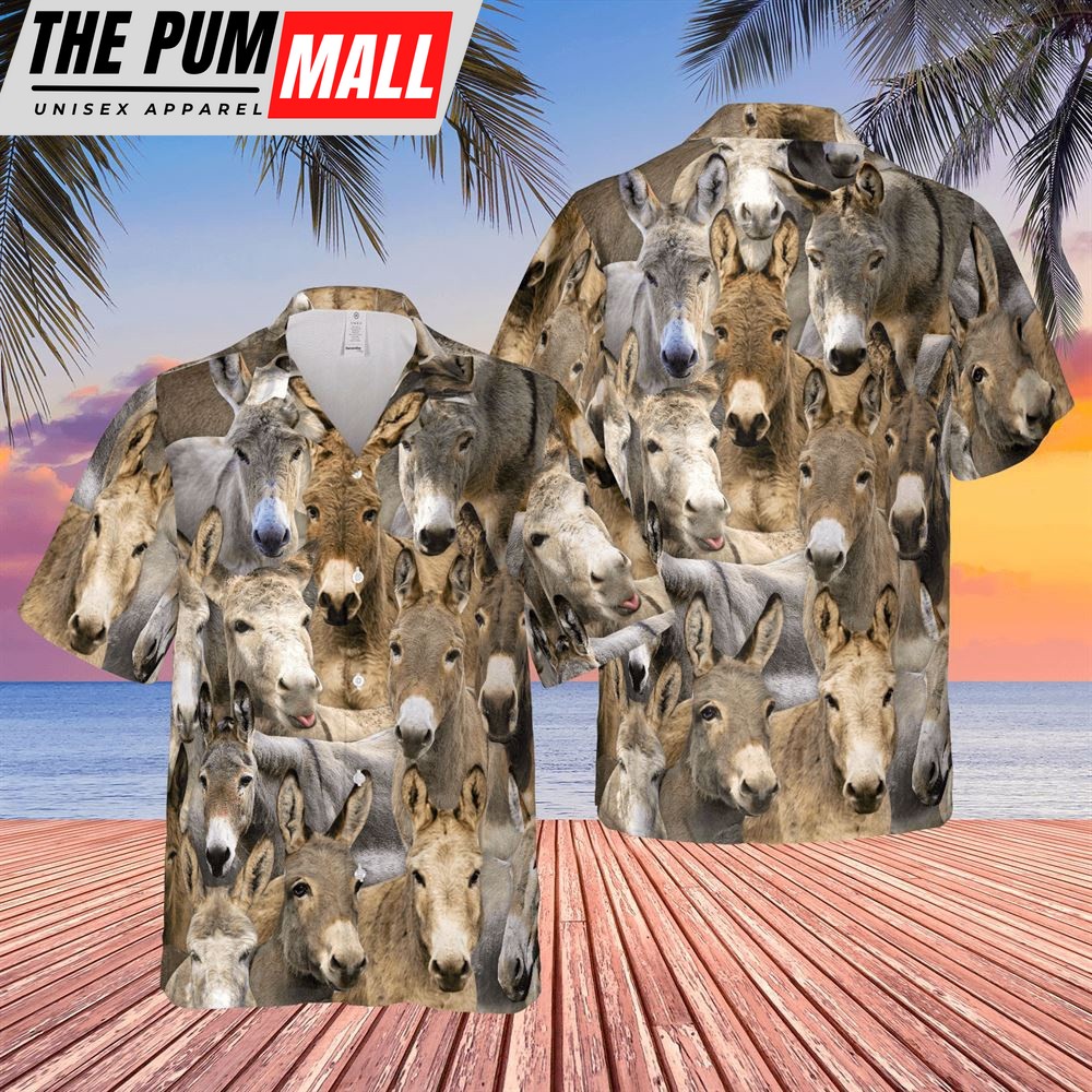 Farm Hawaiian Shirt, Herd Of Donkeys All Over Printed 3D Hawaiian Shirt, Animal Hawaiian Shirt