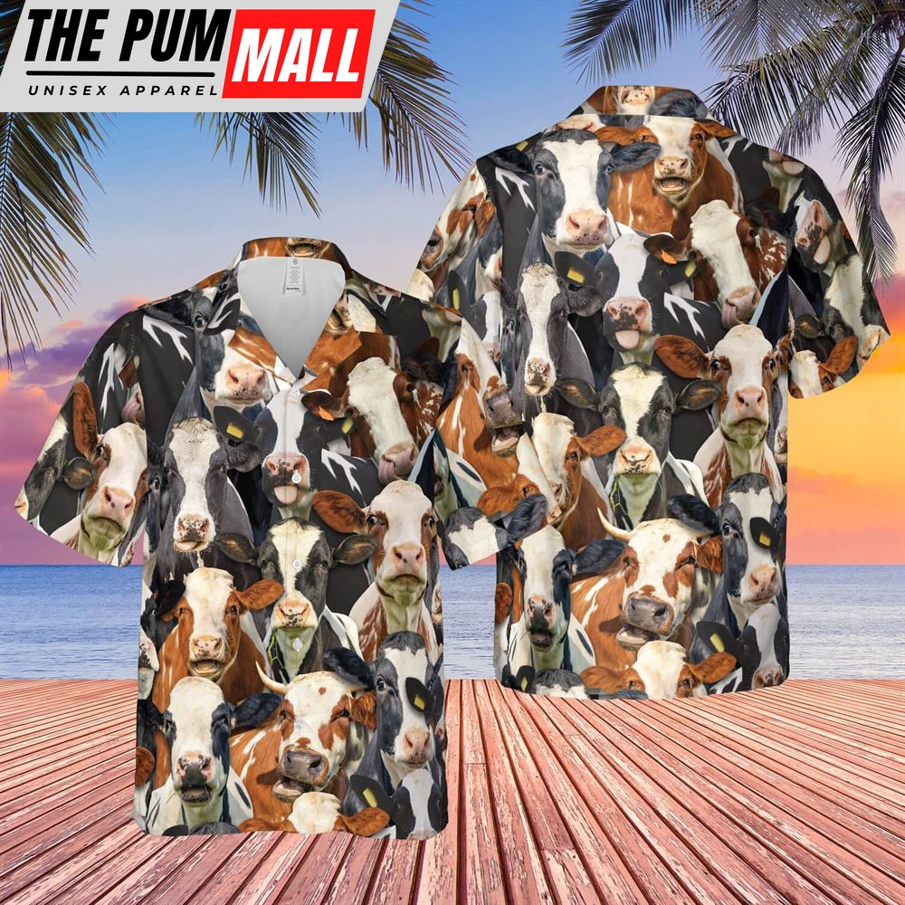 Farm Hawaiian Shirt, Herd Of Holstein All Over Printed 3D Hawaiian Shirt, Animal Hawaiian Shirt