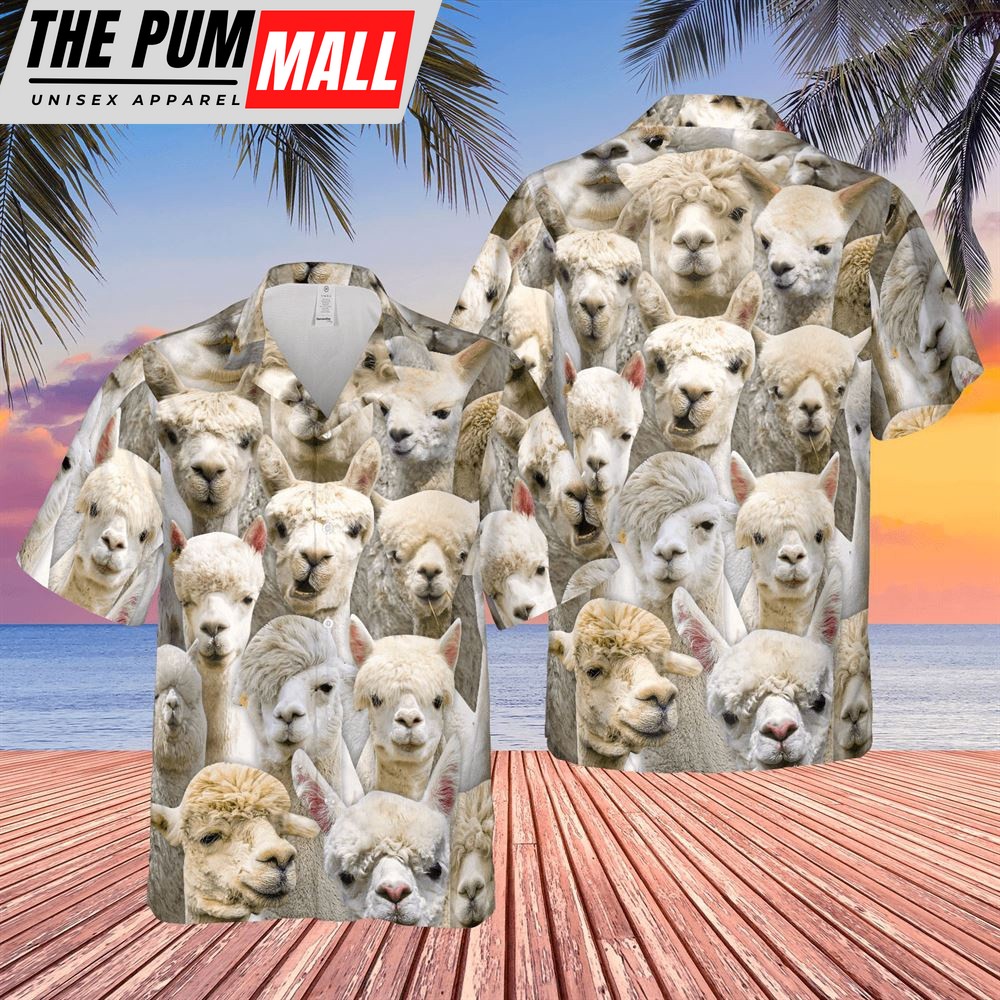 Farm Hawaiian Shirt, Herd Of Llamas All Over Printed 3D Hawaiian Shirt, Animal Hawaiian Shirt