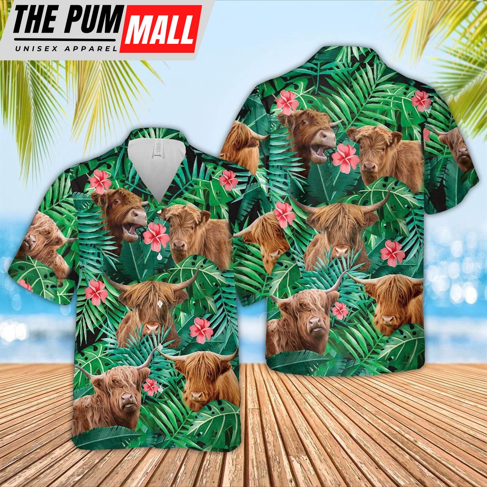 Farm Hawaiian Shirt, Highland 3D Hawaiian Shirt, Animal Hawaiian Shirt