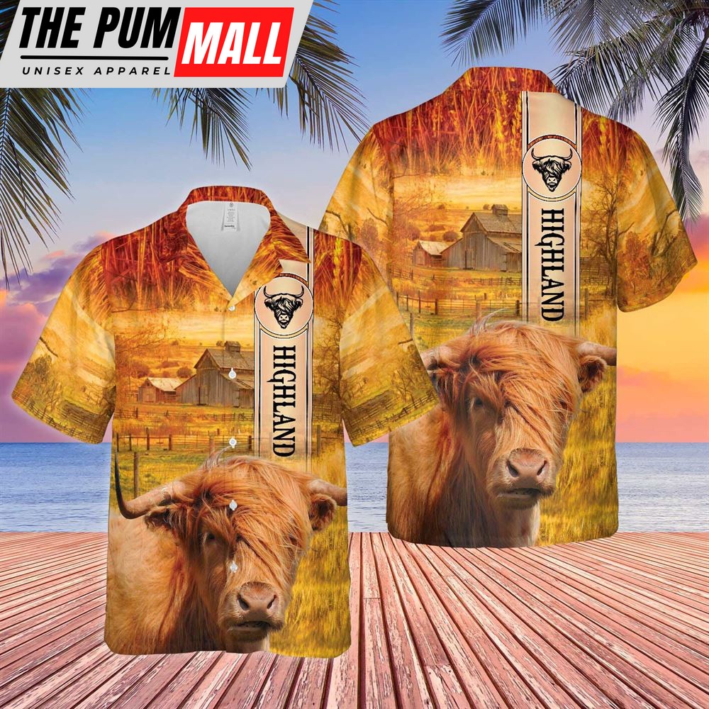 Farm Hawaiian Shirt, Highland Cattle Breed All Printed 3D Hawaiian Shirt, Animal Hawaiian Shirt