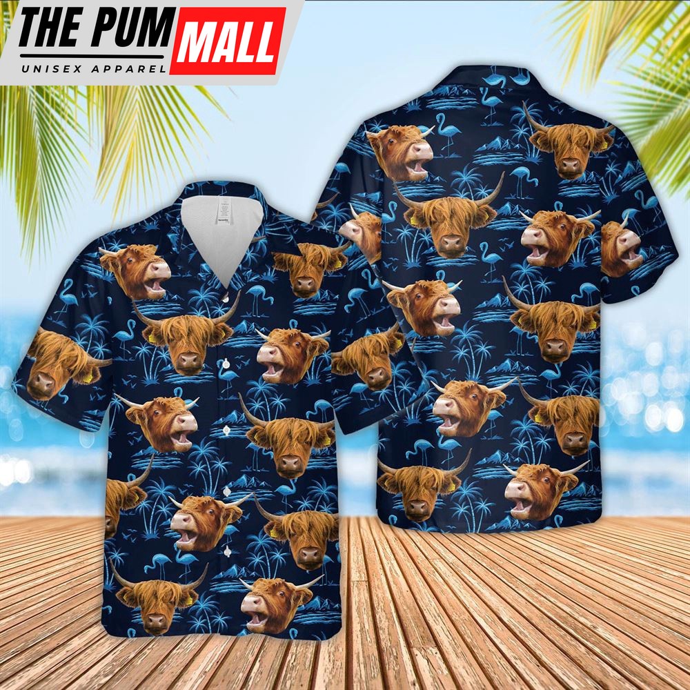 Farm Hawaiian Shirt, Highland Cattle Hawaiian Shirt, Animal Hawaiian Shirt