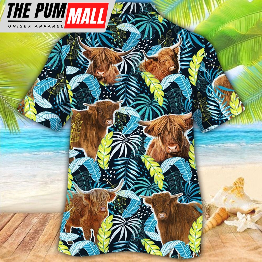 farm-hawaiian-shirt-highland-cattle-jungle-leaves-all-over-printed-3d-hawaiian-gccqmajo Farm Hawaiian Shirt, Highland Cattle Jungle Leaves All Over Printed 3D Hawaiian Shirt, Animal Hawaiian Shirt