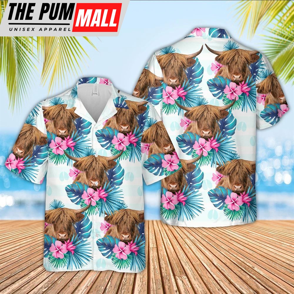 Farm Hawaiian Shirt, Highland Foot Sign Pattern 3D Hawaiian Shirt, Animal Hawaiian Shirt