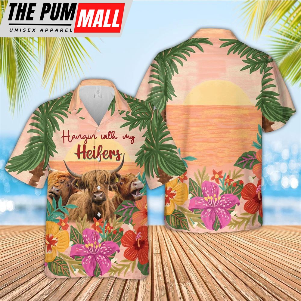 Farm Hawaiian Shirt, Highland Hangin With My Heifers 3D Hawaiian Shirt, Animal Hawaiian Shirt