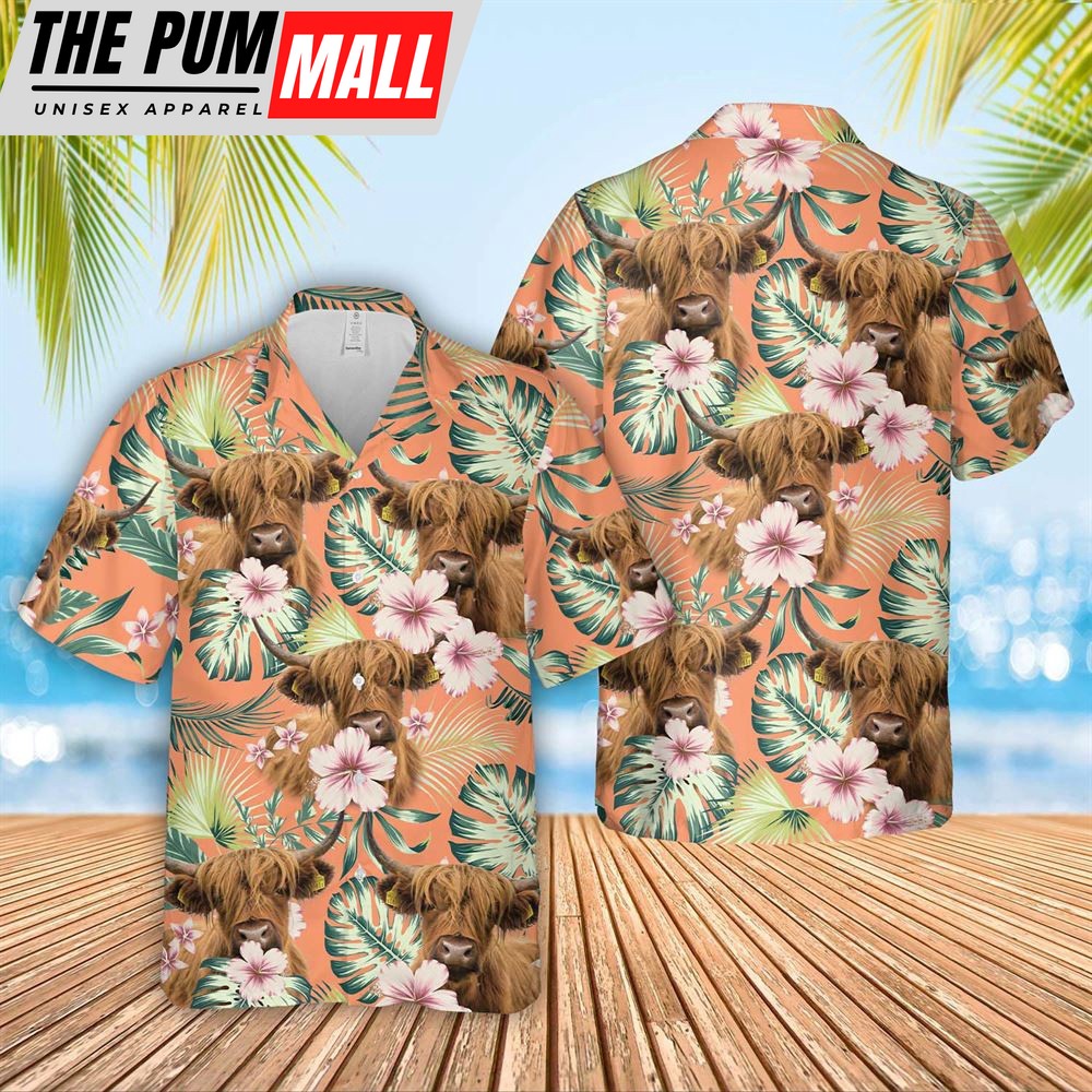 Farm Hawaiian Shirt, Highland Summer Happiness Floral Farm 3D Hawaiian Shirt, Animal Hawaiian Shirt