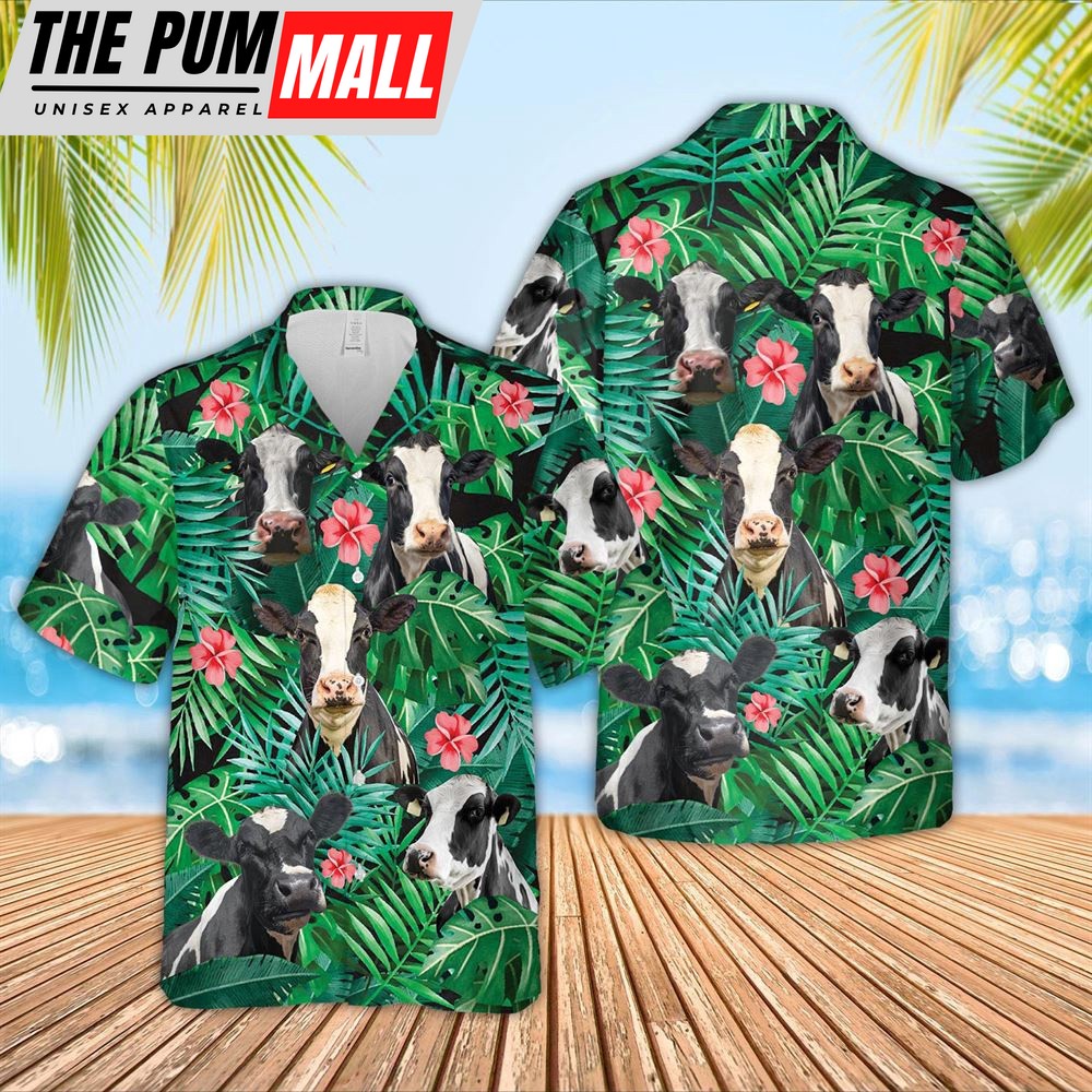 Farm Hawaiian Shirt, Holstein 3D Hawaiian Shirt, Animal Hawaiian Shirt