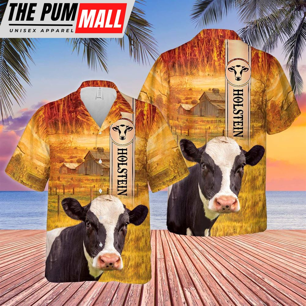 Farm Hawaiian Shirt, Holstein Cattle Breed All Printed 3D Hawaiian Shirt, Animal Hawaiian Shirt