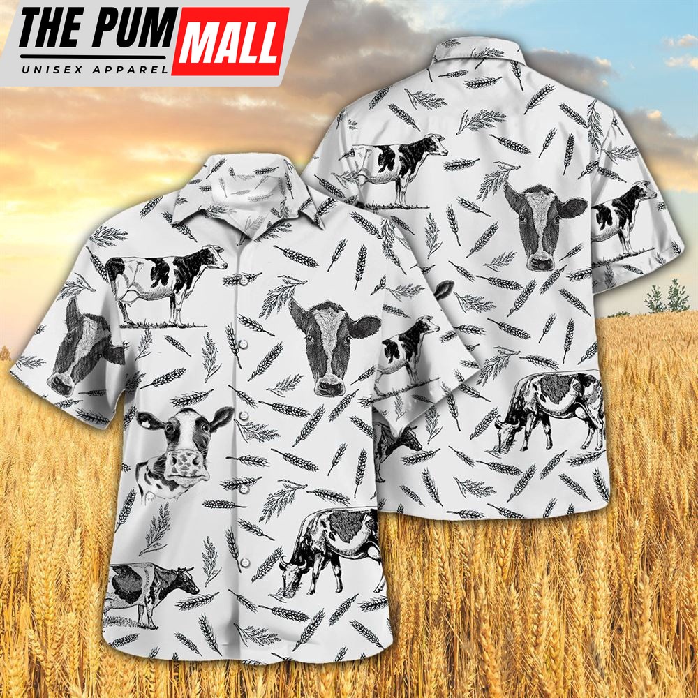 Farm Hawaiian Shirt, Holstein Pattern All Printed 3D Hawaiian Shirt For Men And Women, Animal Hawaiian Shirt