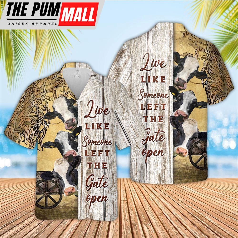 Farm Hawaiian Shirt, Holstein Woods Pattern Hawaiian Shirt, Animal Hawaiian Shirt