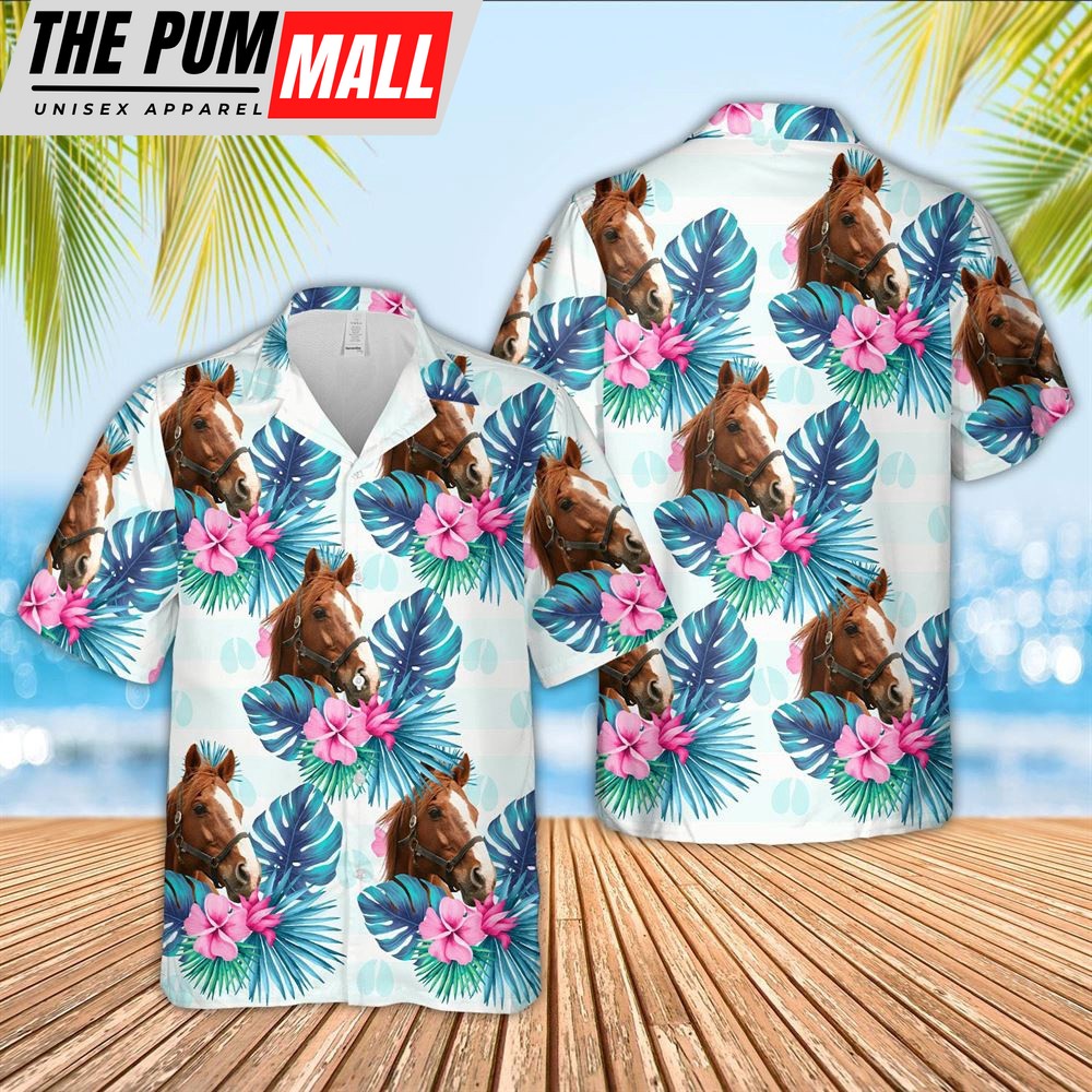 Farm Hawaiian Shirt, Horse Foot Sign Pattern 3D Hawaiian Shirt, Animal Hawaiian Shirt