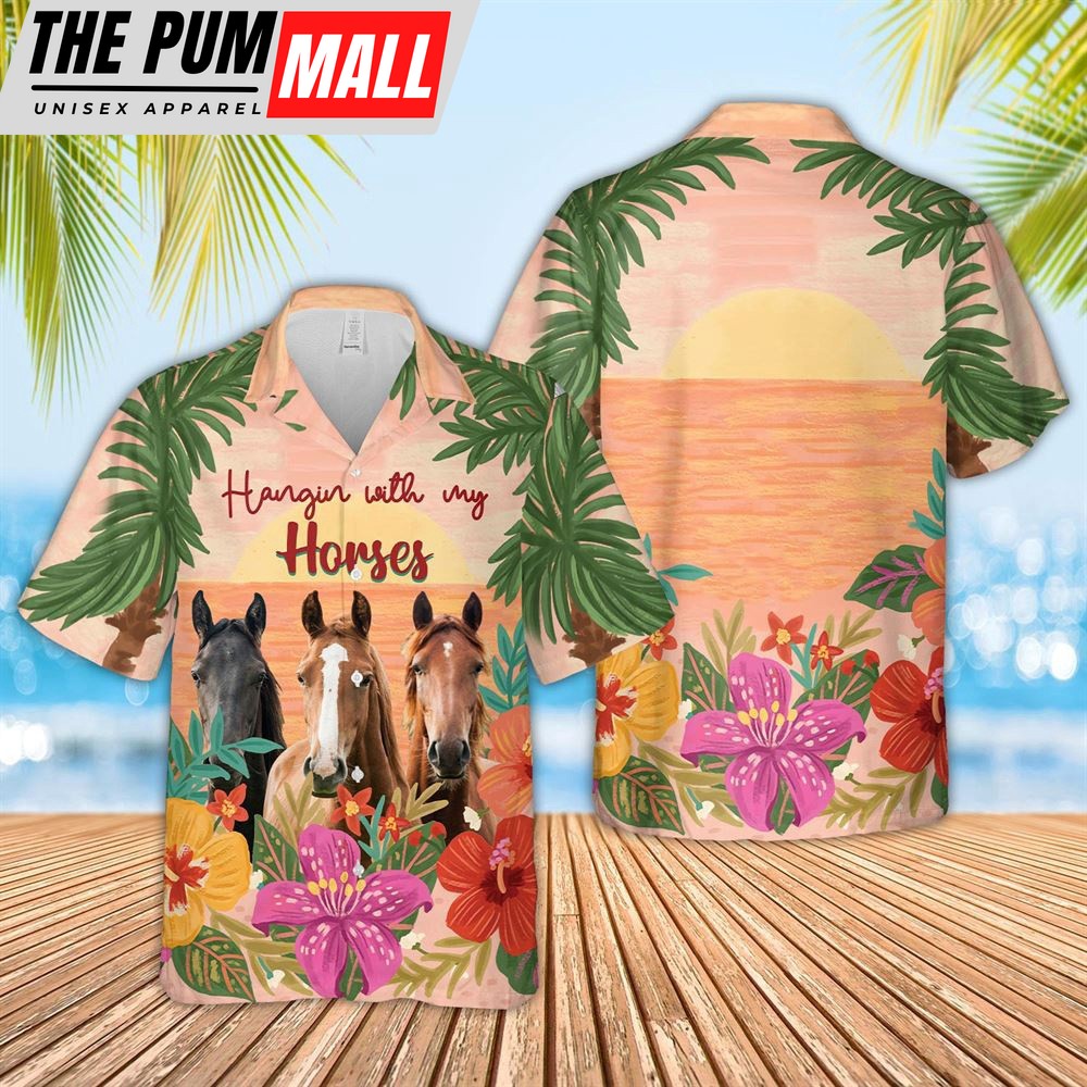 Farm Hawaiian Shirt, Horse Hangin With My Heifers 3D Hawaiian Shirt, Animal Hawaiian Shirt