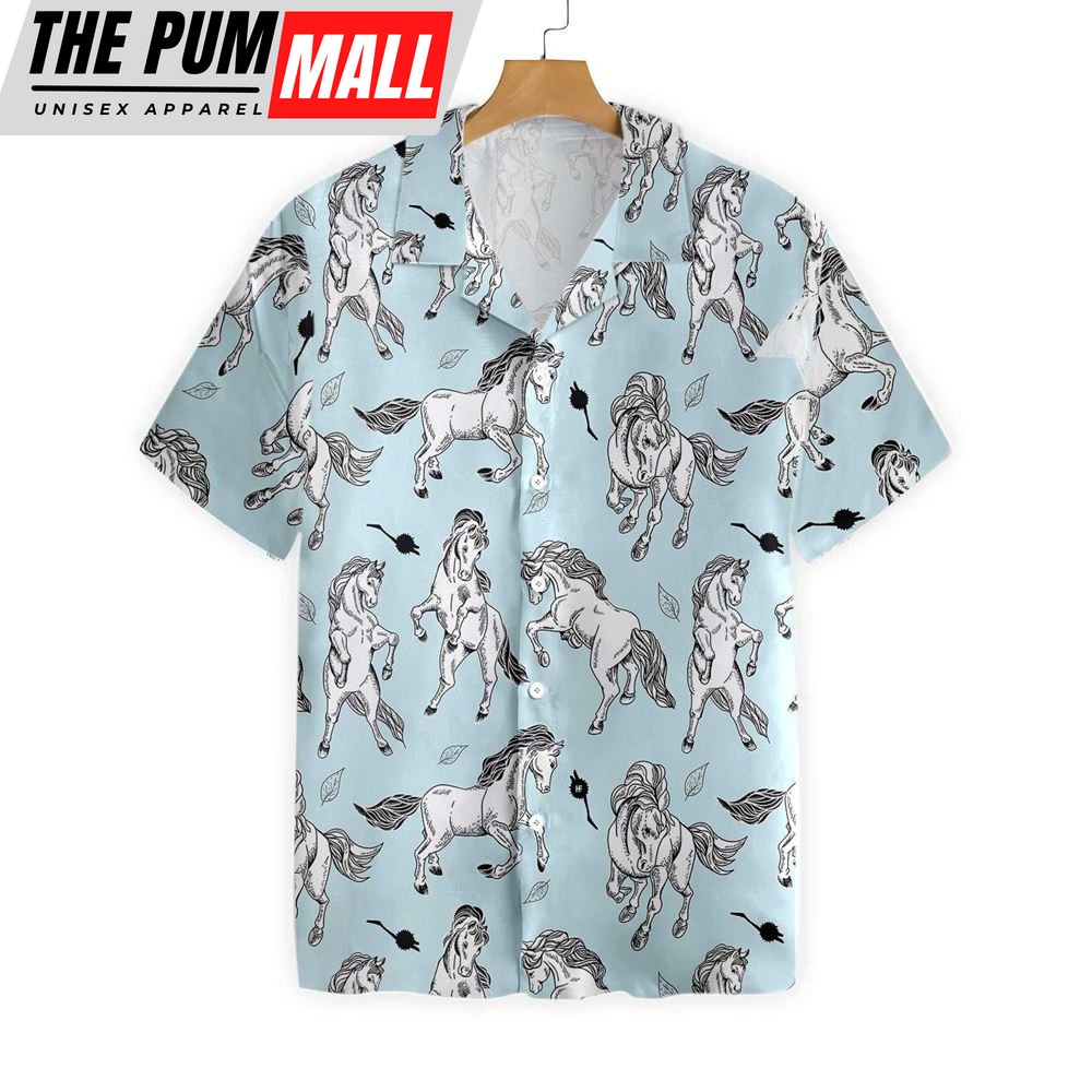 Farm Hawaiian Shirt, Horse Seamless Pattern All Printed 3D Hawaiian Shirt, Animal Hawaiian Shirt