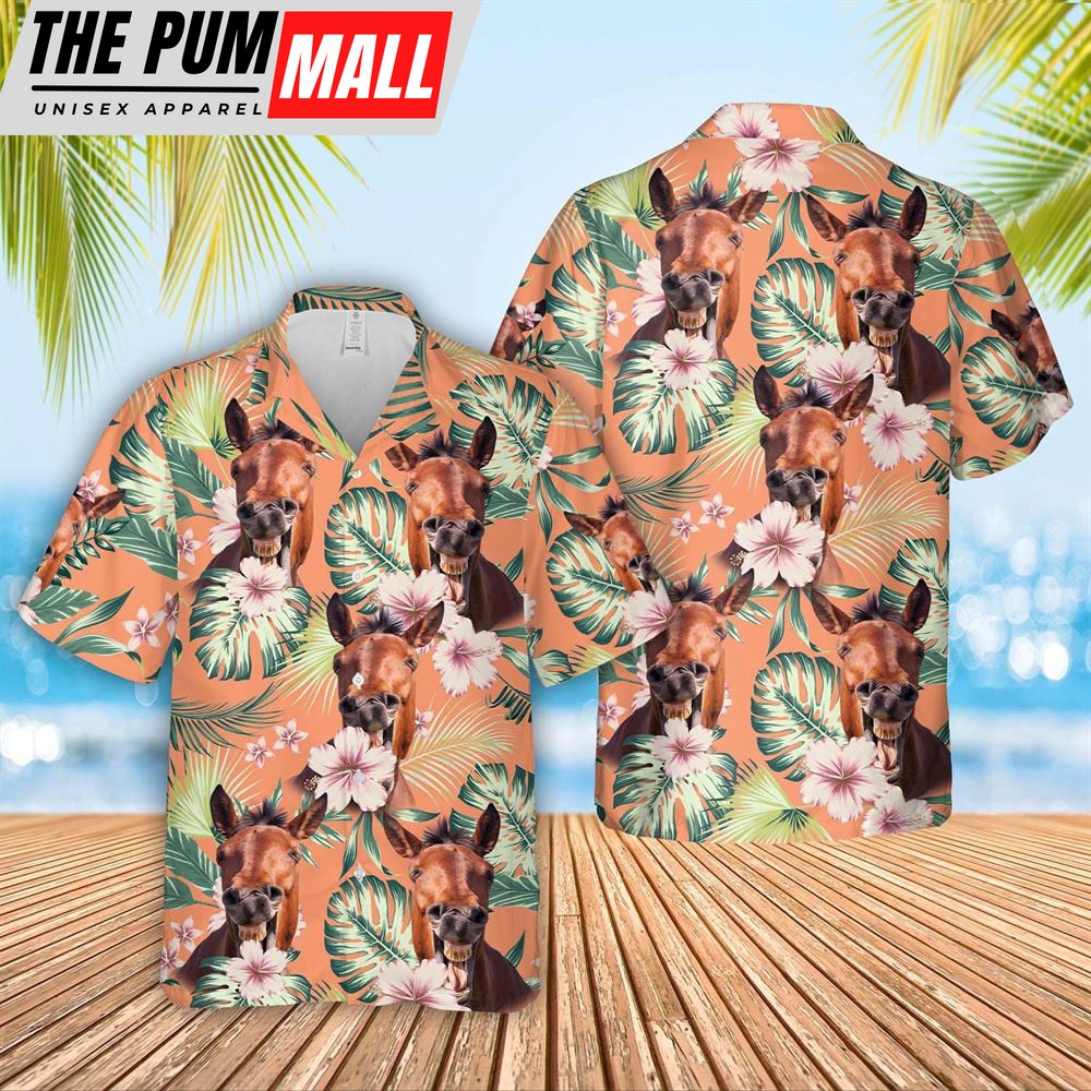 Farm Hawaiian Shirt, Horse Summer Happiness Floral Farm 3D Hawaiian Shirt, Animal Hawaiian Shirt