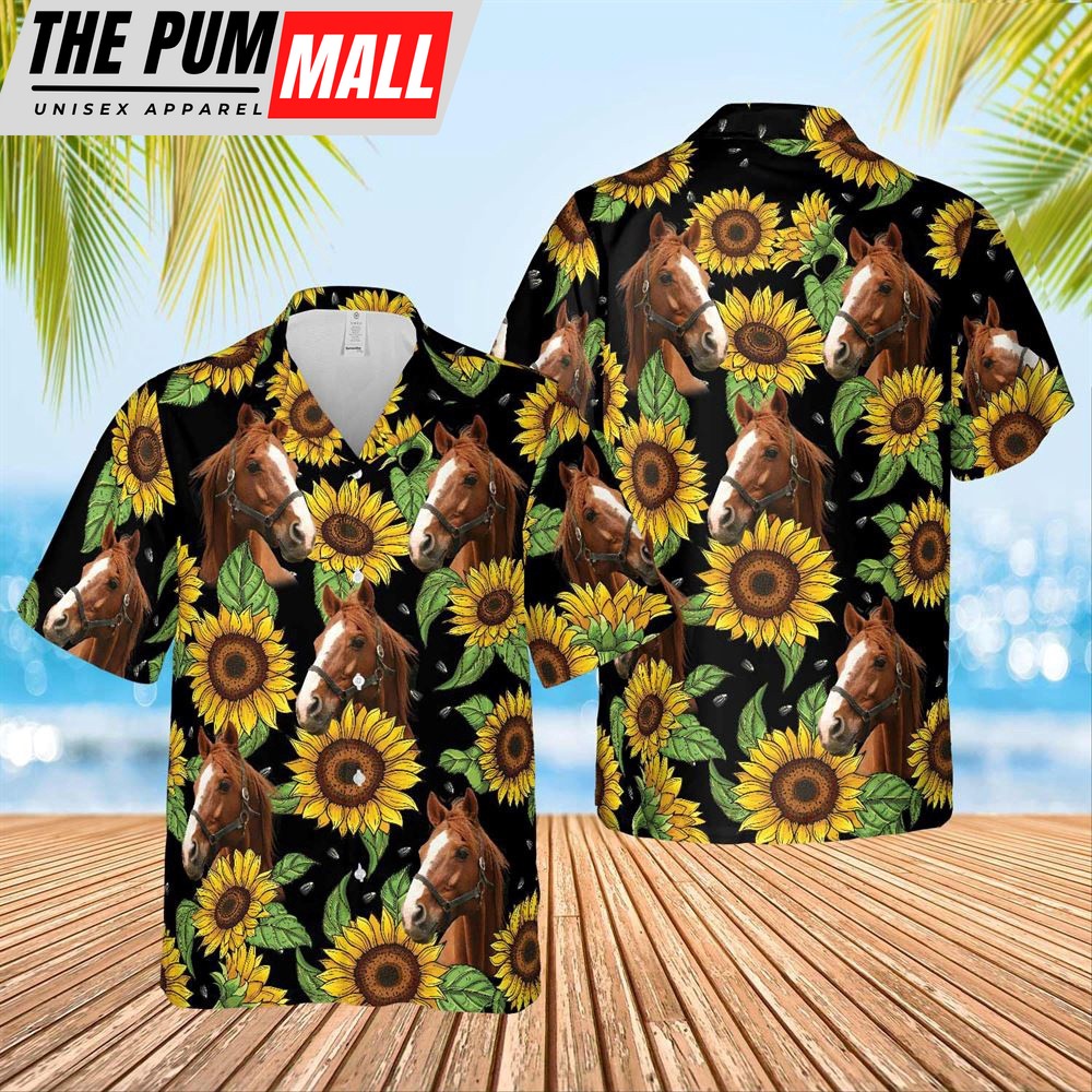 Farm Hawaiian Shirt, Horse Sunflower Hawaiian Shirt 2023, Animal Hawaiian Shirt
