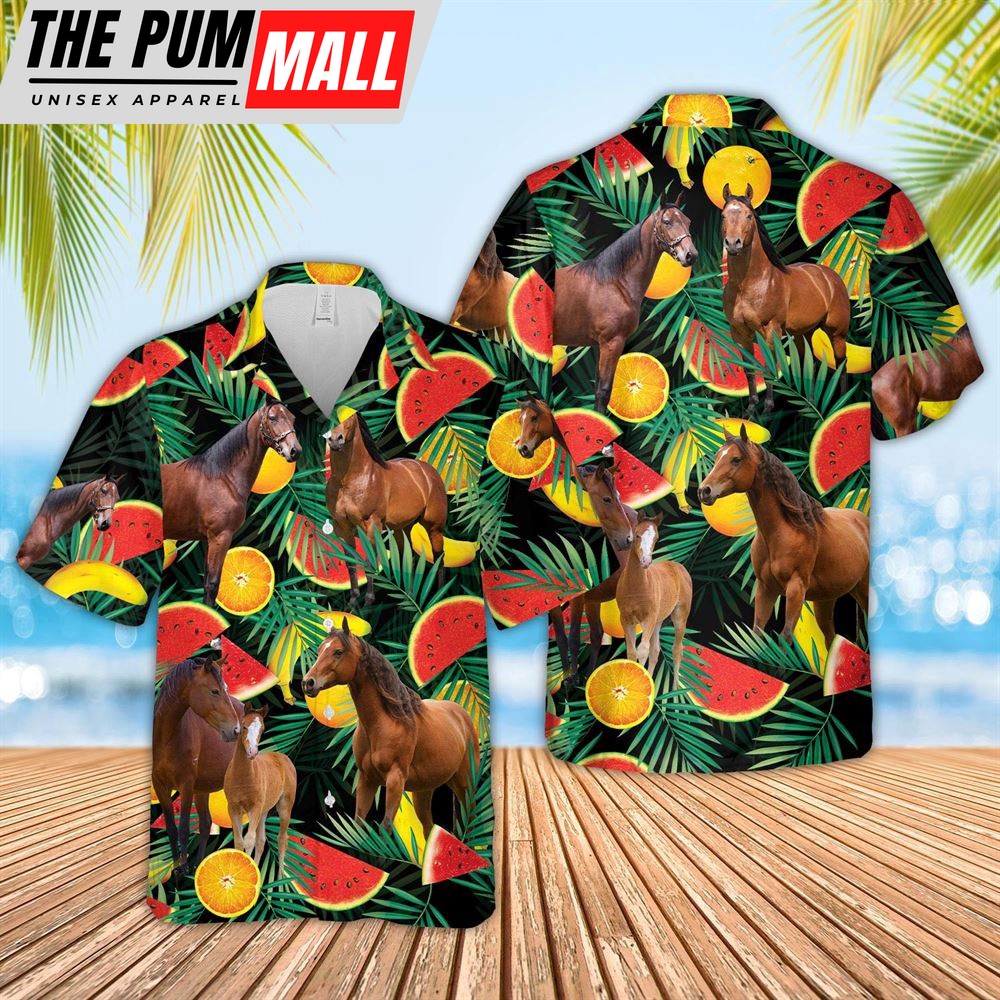 Farm Hawaiian Shirt, Horse Watermelon Hawaiian Shirt, Animal Hawaiian Shirt