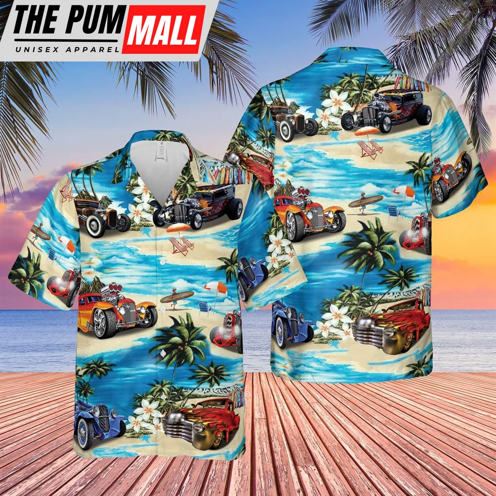 Farm Hawaiian Shirt, Hot Rod Hawaiian Theme All Printed 3D Hawaiian Shirt, Animal Hawaiian Shirt