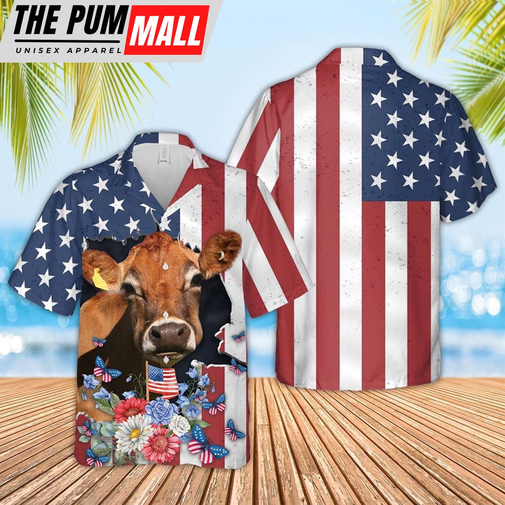 Farm Hawaiian Shirt, Jersey 4Th Of July 3D Hawaiian Shirt, Animal Hawaiian Shirt