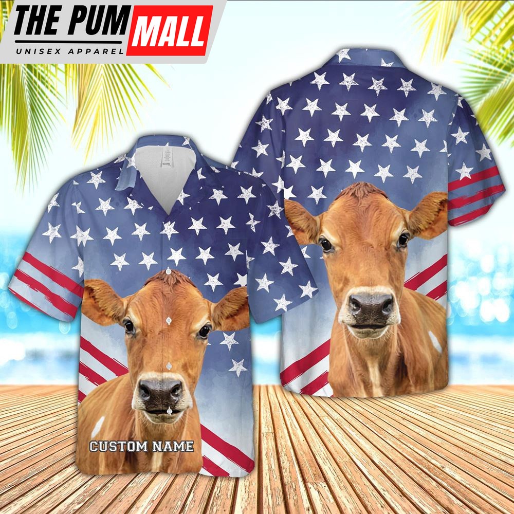 Farm Hawaiian Shirt, Jersey Star Pattern Customized Name 3D Hawaiian Shirt, Animal Hawaiian Shirt
