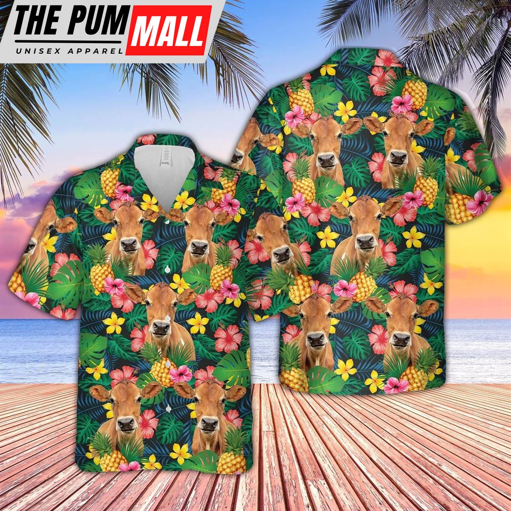 Farm Hawaiian Shirt, Jersey Summer Pattern 3D Hawaiian Shirt, Animal Hawaiian Shirt