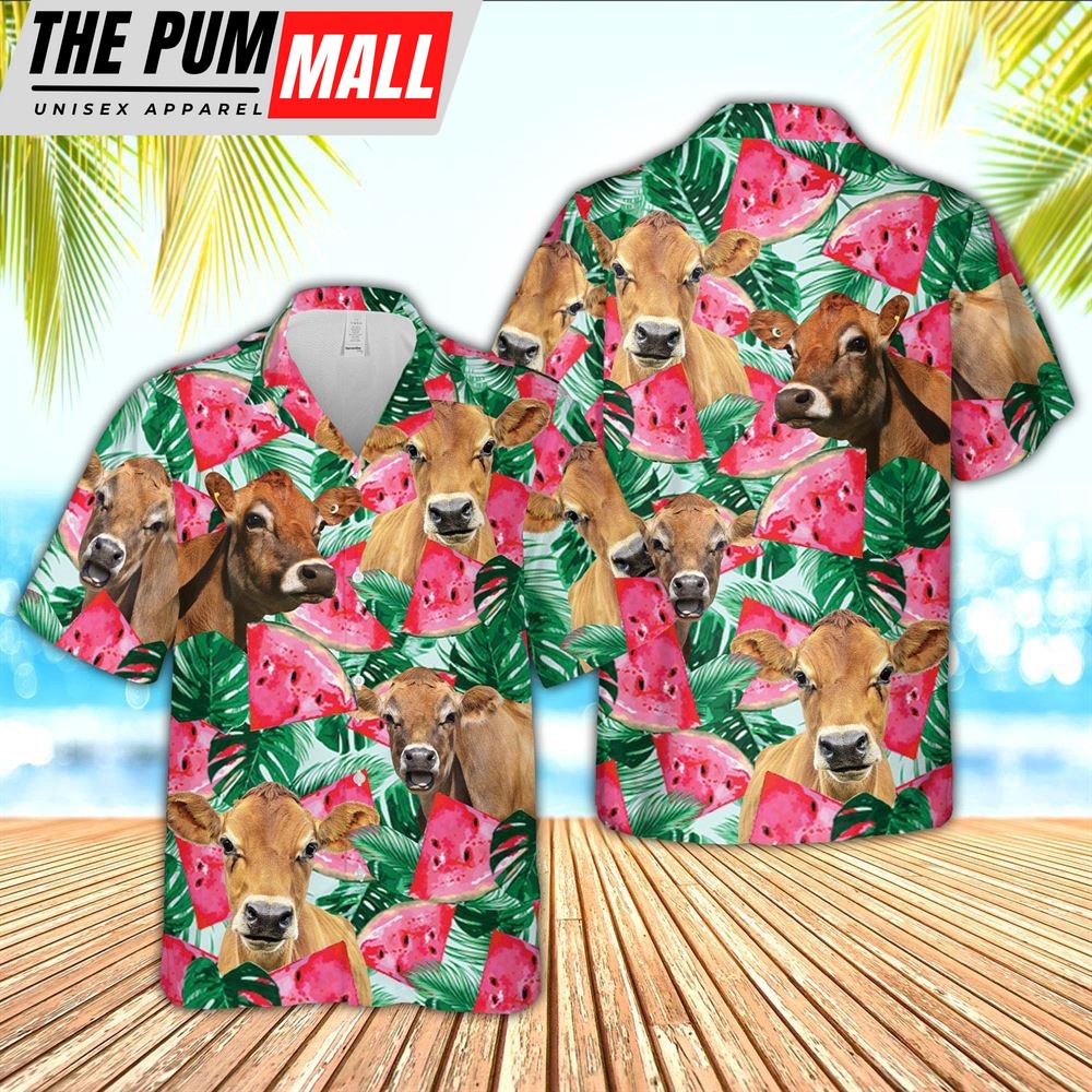 Farm Hawaiian Shirt, Jersey Watermelon 3D Hawaiian Shirt, Animal Hawaiian Shirt