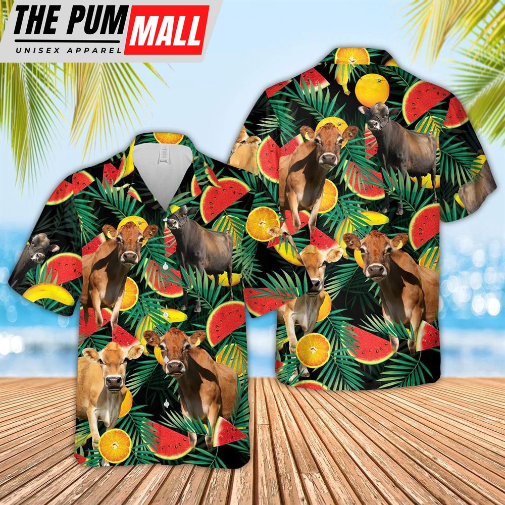 Farm Hawaiian Shirt, Jersey Watermelon Hawaiian Shirt, Animal Hawaiian Shirt