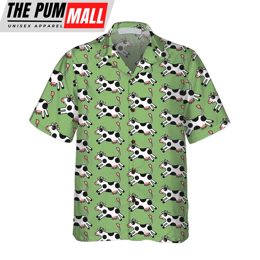 Farm Hawaiian Shirt, Jumping Cow All Printed 3D Hawaiian Shirt, Animal Hawaiian Shirt