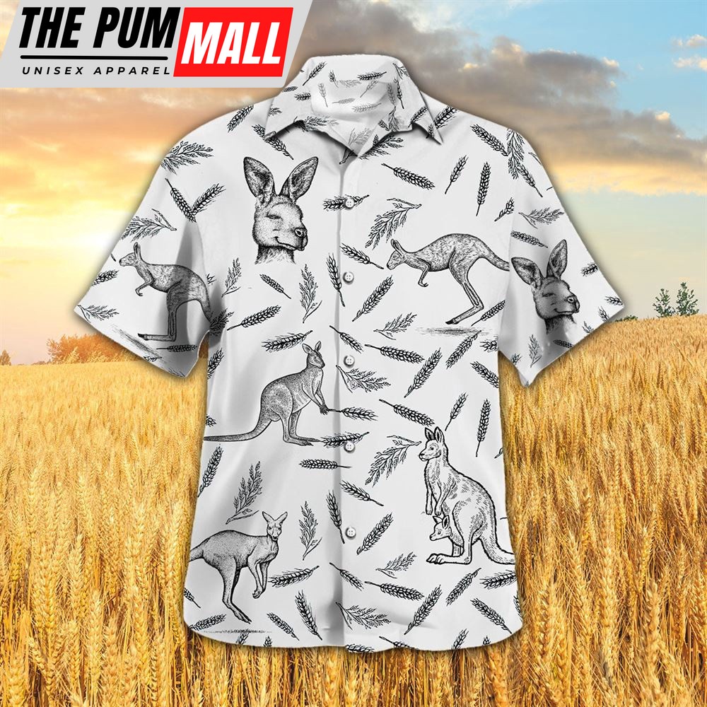 Farm Hawaiian Shirt, Kangaroo Pattern All Printed 3D Hawaiian Shirt, Animal Hawaiian Shirt