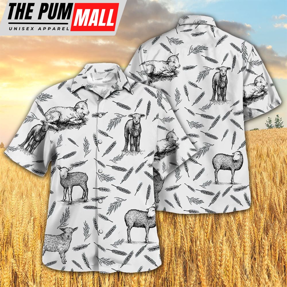 Farm Hawaiian Shirt, Lamb Pattern All Printed 3D Hawaiian Shirt For Men And Women, Animal Hawaiian Shirt