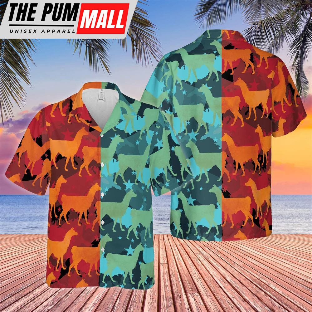 Farm Hawaiian Shirt, Llama Camo Hot And Cold All Over Printed 3D Hawaiian Shirt, Animal Hawaiian Shirt
