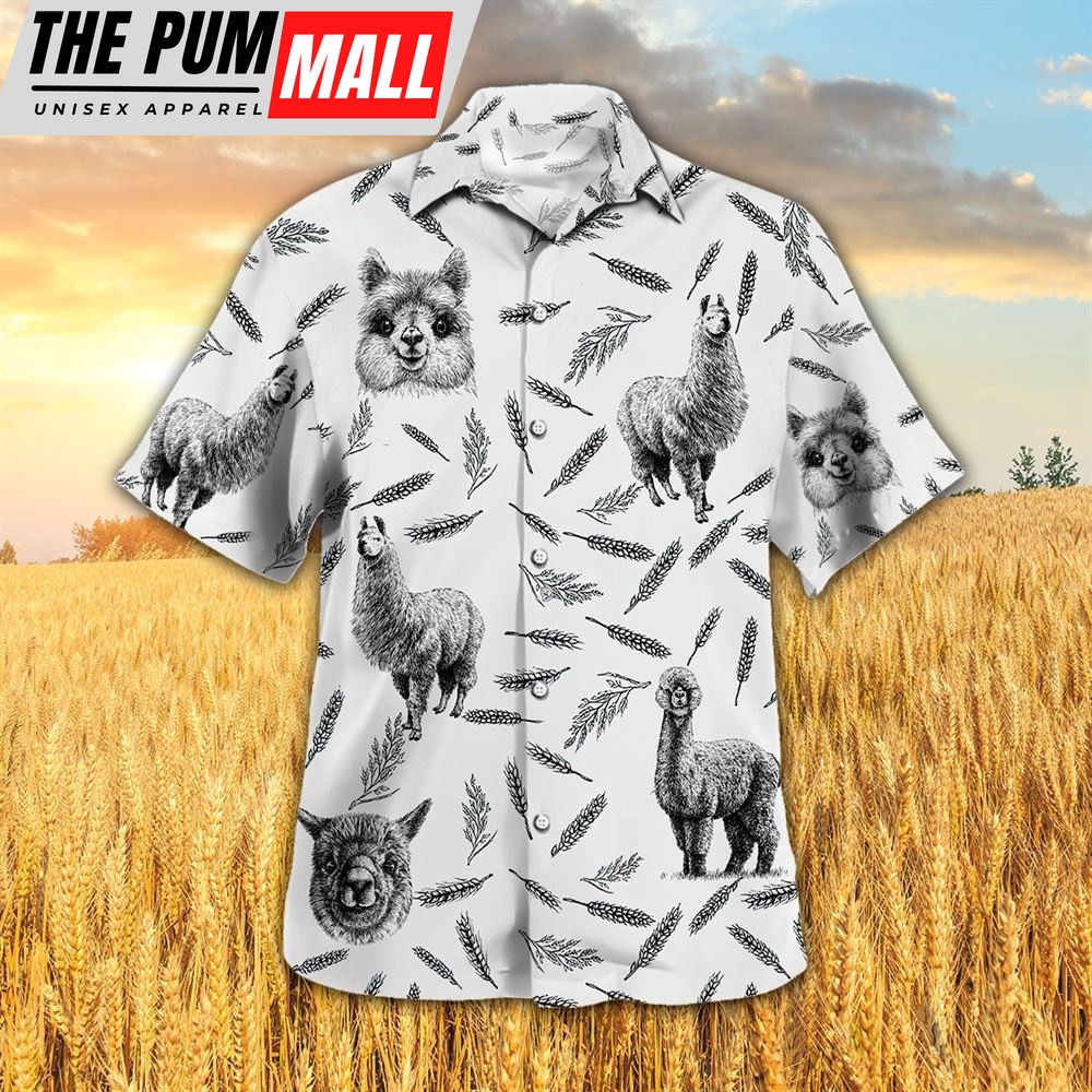 Farm Hawaiian Shirt, Llama Pattern All Printed 3D Hawaiian Shirt, Animal Hawaiian Shirt