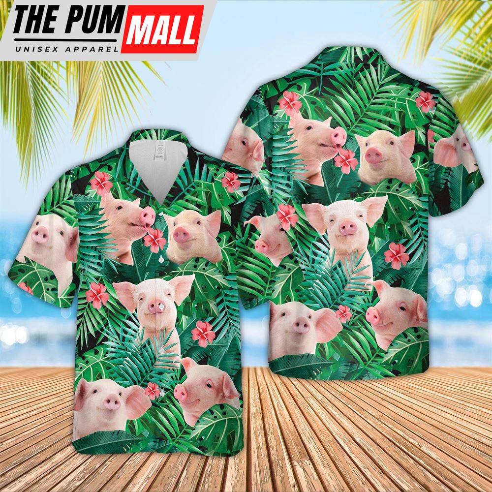 Farm Hawaiian Shirt, Pig 3D Hawaiian Shirt, Animal Hawaiian Shirt
