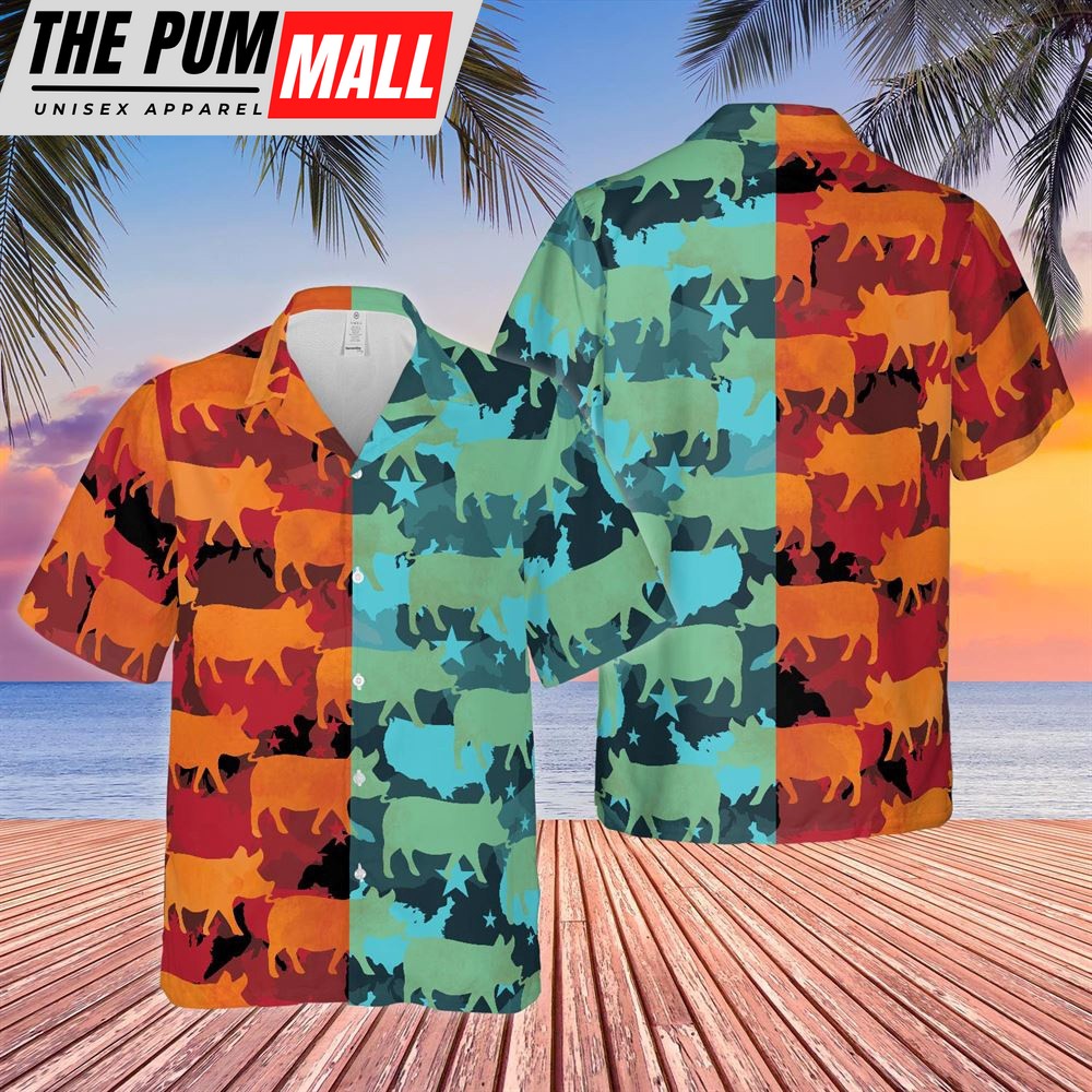 Farm Hawaiian Shirt, Pig Camo Hot And Cold All Over Printed 3D Hawaiian Shirt, Animal Hawaiian Shirt