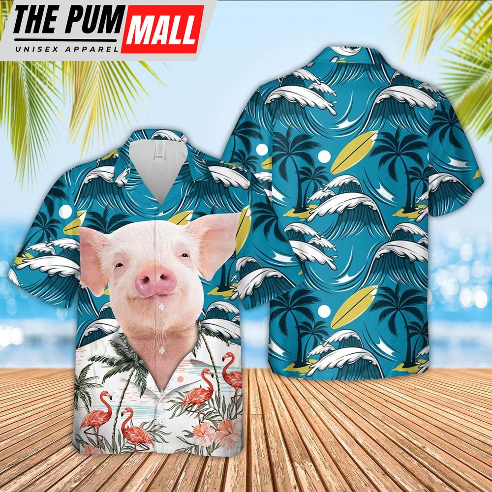 Farm Hawaiian Shirt, Pig Funny Hawaiian Shirt, Animal Hawaiian Shirt