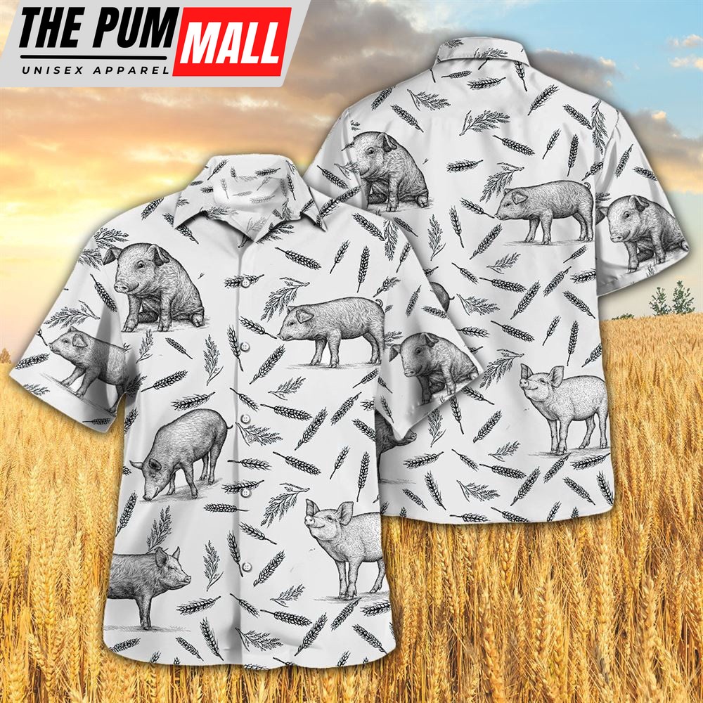 Farm Hawaiian Shirt, Pig Pattern All Printed 3D Hawaiian Shirt For Men And Women, Animal Hawaiian Shirt