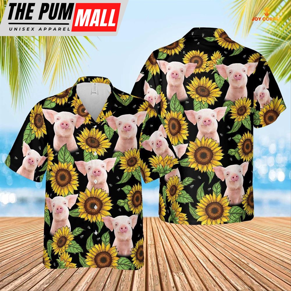 Farm Hawaiian Shirt, Pig Sunflower Hawaiian Shirt For Men And Women, Animal Hawaiian Shirt