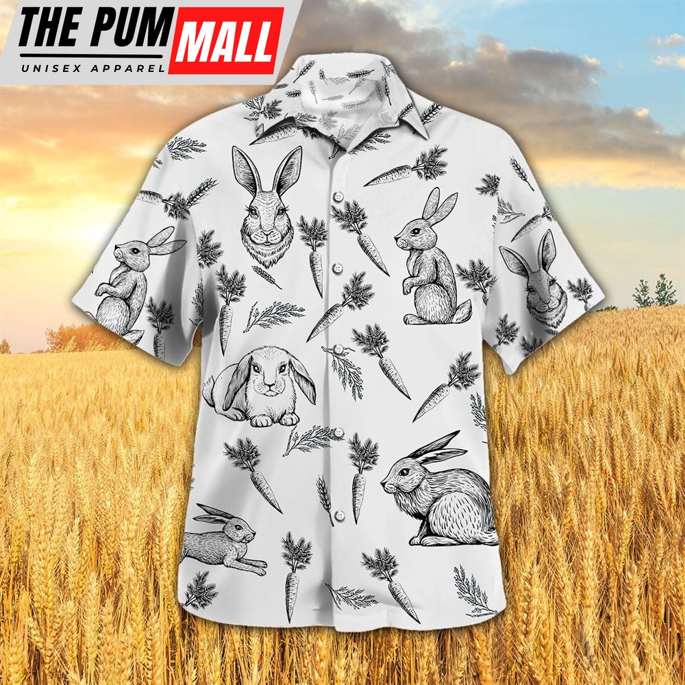 Farm Hawaiian Shirt, Rabbit Pattern All Printed 3D Hawaiian Shirt, Animal Hawaiian Shirt