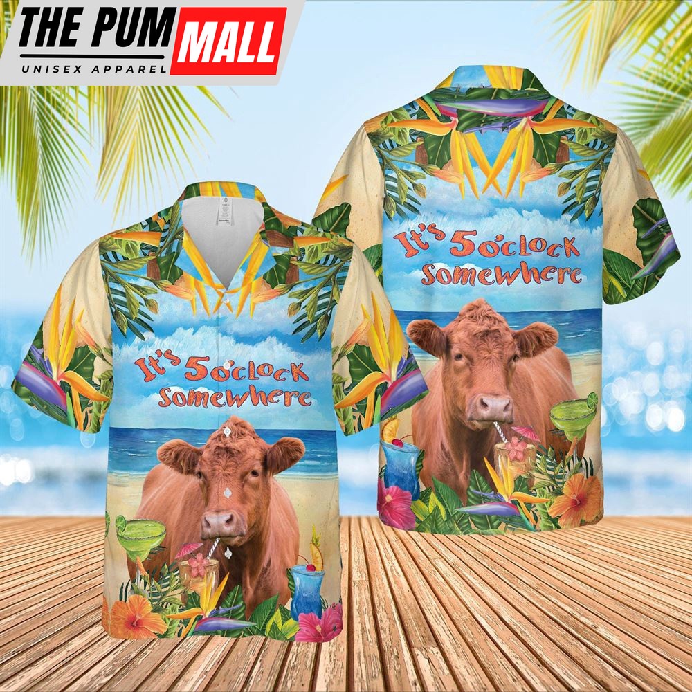Farm Hawaiian Shirt, Red Angus Cattle Hawaiian Shirt, Animal Hawaiian Shirt