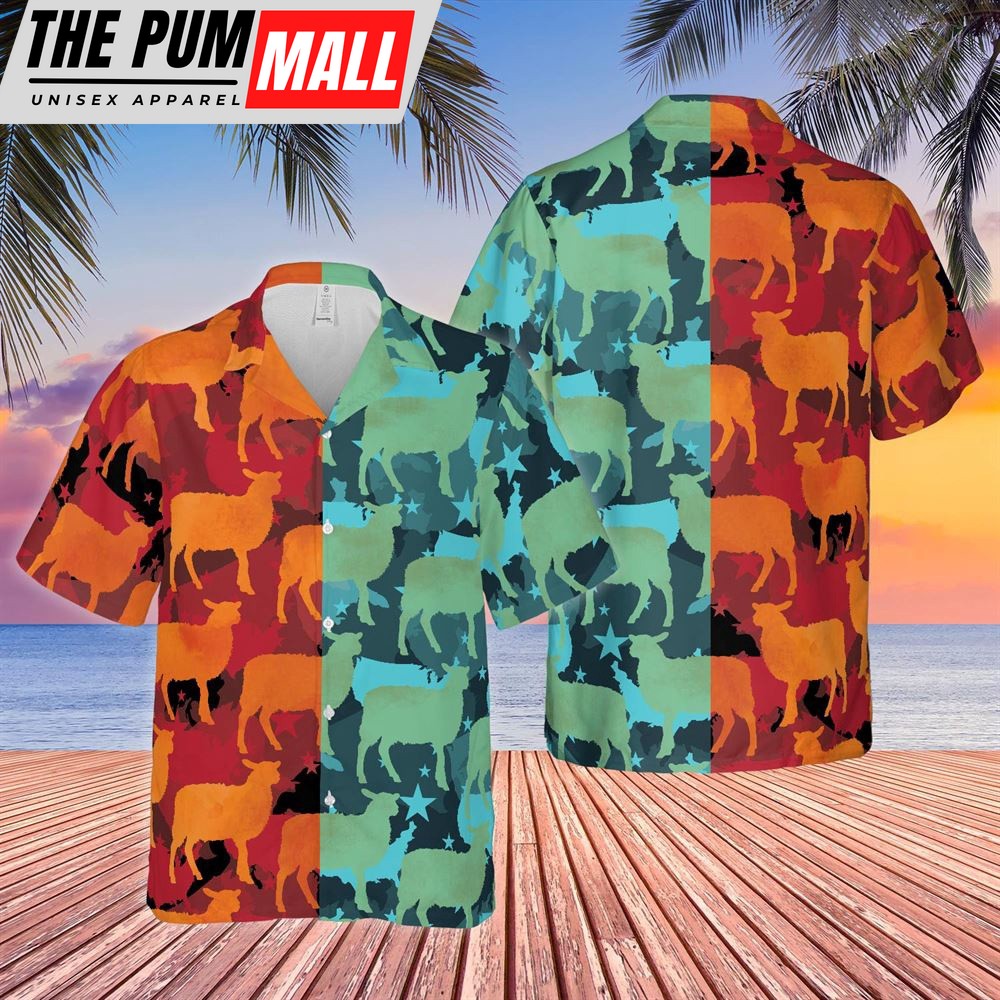 Farm Hawaiian Shirt, Sheep Camo Hot And Cold All Over Printed 3D Hawaiian Shirt, Animal Hawaiian Shirt