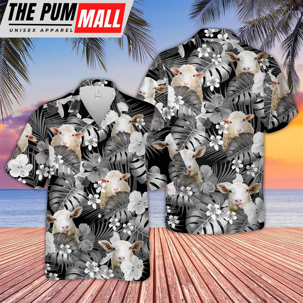 Farm Hawaiian Shirt, Sheep Grey 3D Hawaiian Shirt, Animal Hawaiian Shirt