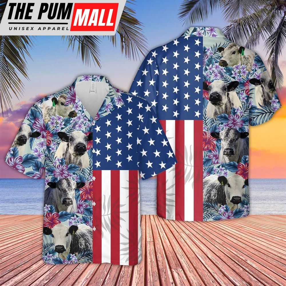 Farm Hawaiian Shirt, Speckle Park Flower Pattern American 3D Hawaiian Shirt, Animal Hawaiian Shirt