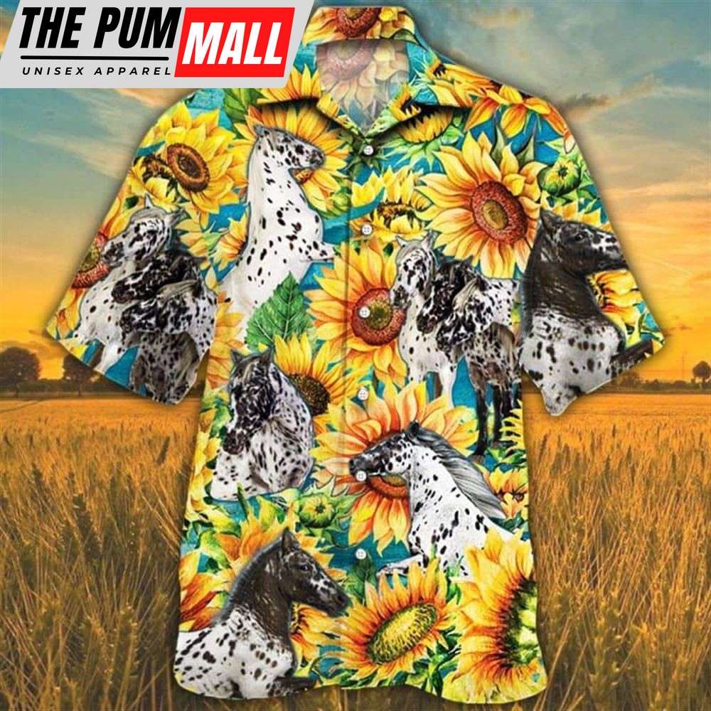 Farm Hawaiian Shirt, Sunflower Appaloosa Horse All Printed 3D Hawaiian Shirt, Animal Hawaiian Shirt