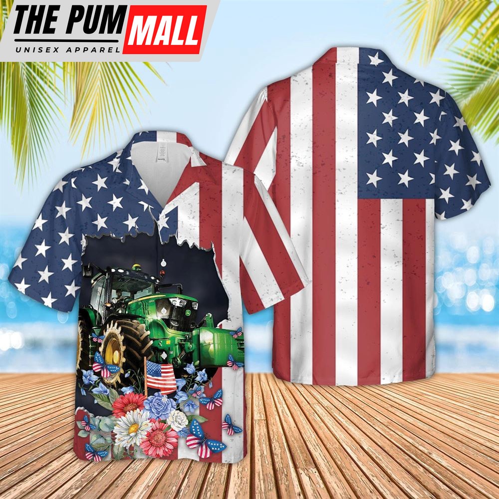 Farm Hawaiian Shirt, Tractor 4Th Of July 3D Hawaiian Shirt, Animal Hawaiian Shirt